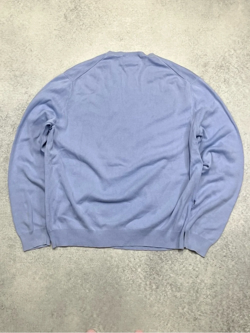 Vintage Polo Ralph Lauren Light Blue Yellow Pony Pima Cotton V-neck Knit Sweater